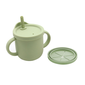 Baby Anti-Drop And Anti-Spill Binaural Learning Drinking Cup (Color: Green, size: Average Size (0-8Y))