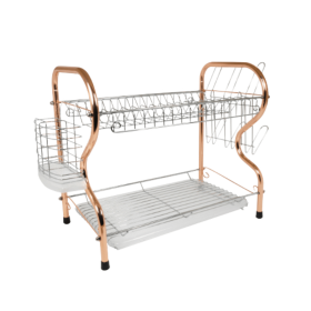 Better Chef 16" 2-Level Chrome-Plated R-Shaped Dish Rack (Color: Copper)