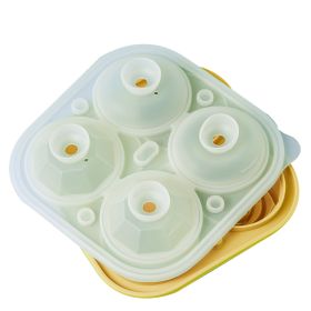 Ice Cube Tray;  2.5inch Ice Cube Molds;  2 Cavity Silicone Rose & 2 Diamond Ice Ball Maker (Color: Yellow)