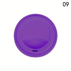 1pc Silicone Drinking Lid; Spill-Proof Cup Lids; Reusable Coffee Mug Lids; Coffee Cup Covers (Color: Purple)