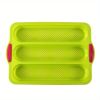 1pc; Silicone Baguette Pan; French Bread Baking Pan; Perforated 3 Loaves Baguettes Bakery Tray; Baking Tools; Kitchen Gadgets; Home Kitchen Items