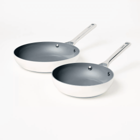 2pk (8" & 10") Aluminum Nonstick Frypan Set (Color: Cream)