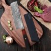 Qulajoy 8 Inch Chef Knife - Japanese Damascus VG-10 Super Steel Hammered Kitchen Knife - African Rosewood Octagonal Handle With Sheath