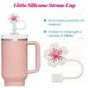 3pcs Cherry Blossom Silicone Straw Cover Cap for Stanley Cup, 10mm 0.4in Straw Tips Lids