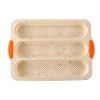 1pc; Silicone Baguette Pan; French Bread Baking Pan; Perforated 3 Loaves Baguettes Bakery Tray; Baking Tools; Kitchen Gadgets; Home Kitchen Items