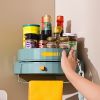 1pc; Kitchen Rotary Shelf; Multifunctional Storage Tray Wall Mount; Spice Storage Holder Dispenser; Punch Free Kitchen Caddy Organizer With Adhesive